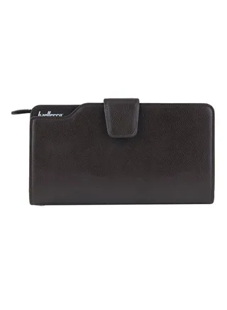 Flap Closure Leather Wallet Black 