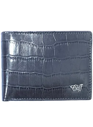 Cliff Genuine Leather Wallet 919C Croco Combo (Grey) by Milano Leather 