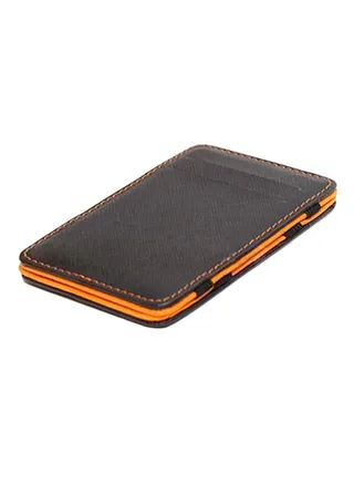 Faux Leather Card Holder Orange/Black 