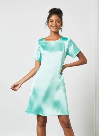 Fashionable Round Neck Dress Sea Green 