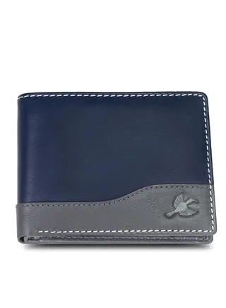Buttler Men's Navy Genuine Leather RFID Blocking Wallet 