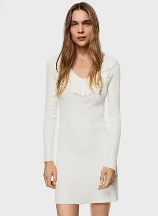 V-Neck Knitted Bodycon Dress 