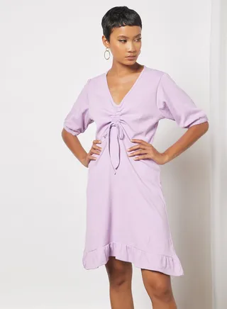 Ruched Mini Dress Purple 