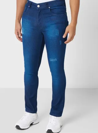 Slim Fit Washed Jeans 