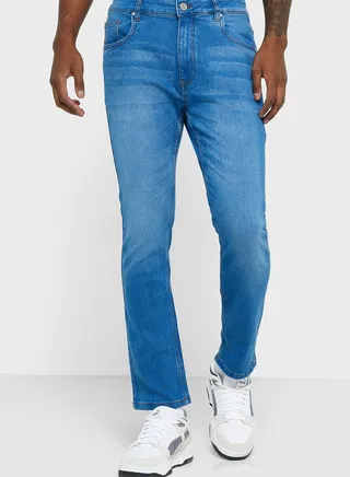 Slim Fit Washed Jeans 