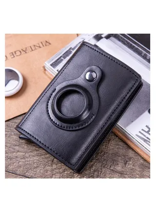 Rfid Card Holder Men Leather Wallets For Airtag Air Tag 