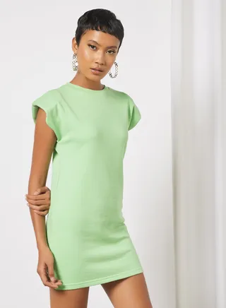 Padded Shoulder Dress Green 