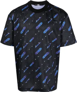 Athleisure mesh logo-print T-shirt