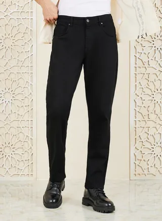 Solid Mid Rise Slim Fit Jeans