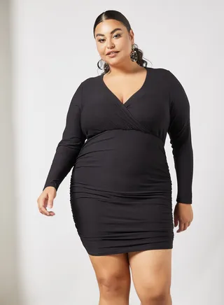 V-Neck Bodycon Dress Black 