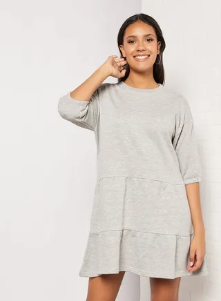 Tiered Sweater Dress Grey 