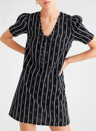 Cord Printed Dress Black/White 
