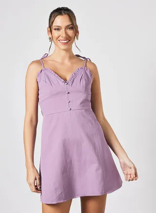 Ruffle Trim Dress Purple 