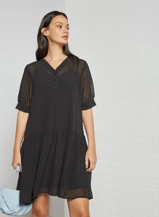 Peplum Mini Dress Black 