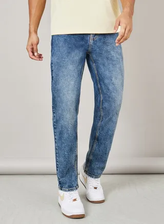 Relaxed Fit Dark Wash Stretch Jeans