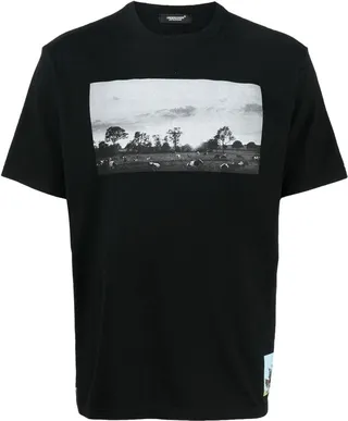 Black Cotton Photograph Print T-Shirt