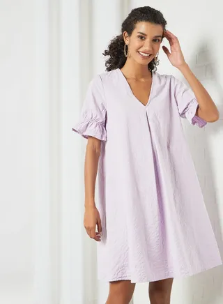 V-Neck Mini Dress Purple 