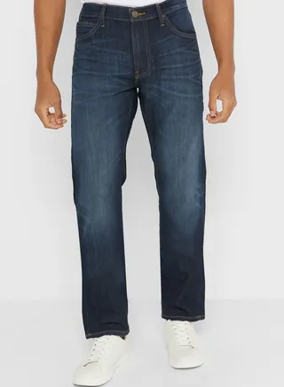 Mid Wash Straight Fit Jeans 