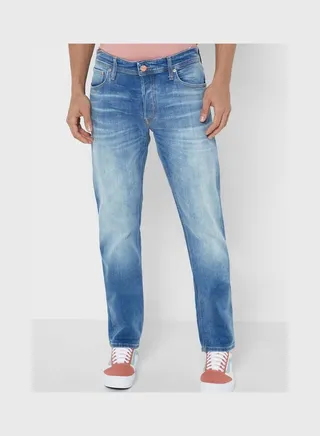 Light Wash Slim Fit Jeans Blue 