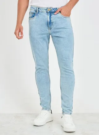 Light Wash Skinny Fit Stretch Jeans 