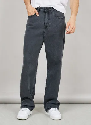 Mid Rise Enzyme Wash Wide Leg Jeans
