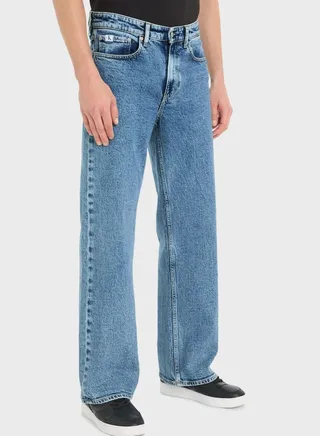 Mid Wash Straight Jeans