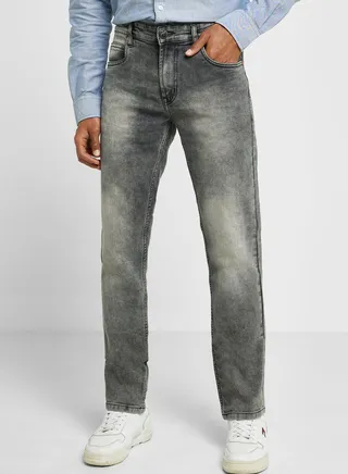 Thomas Scott Men Classic Fit Heavy Fade Whiskers Stretchable Jeans 