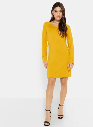Basic Long Sleeve Mini Dress 