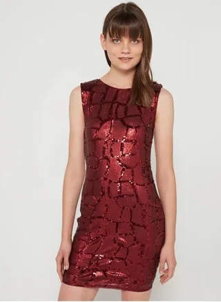 All Over Sequin Dress Red 