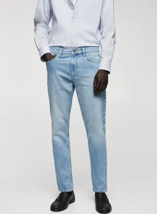 Light Wash Straight Fit Jeans 