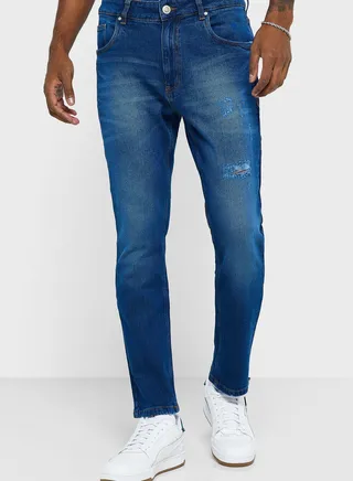 Slim Fit Washed Jeans 
