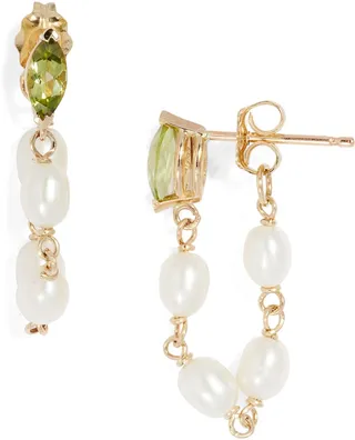 Keshi Pearl & Peridot Wraparound Hoop Earrings