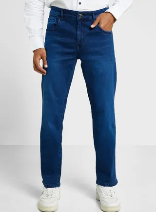 Thomas Scott Men Smart Regular Fit Light Fade Stretchable Jeans 