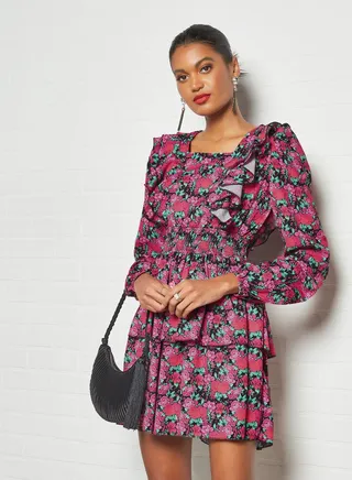 Floral Print Mini Dress Multicolour 
