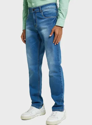 Thomas Scott Men Smart Clean Look Heavy Fade Cotton Jeans 