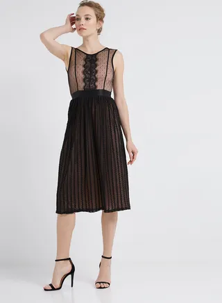 Kris Lace Cold Shoulder Dress Black 