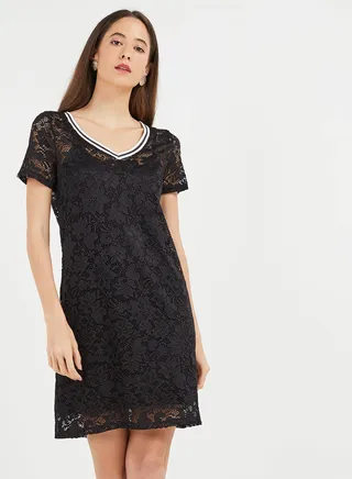 Lace Party Dress Black 