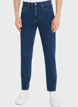 Mid Wash Taper Jeans
