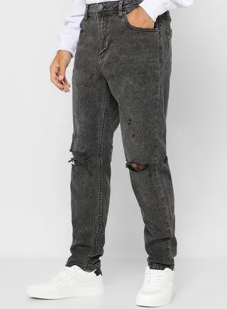Mid Wash Relaxed Fit Jeans