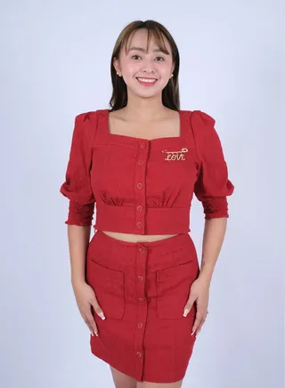 Women’s Double Pockets Button Down Set Dress in Moltan Lava 