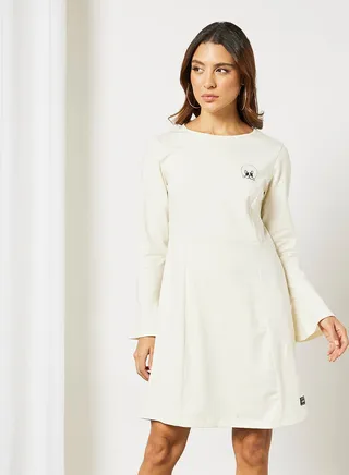 Sheath Graphic Detail Mini Dress White 