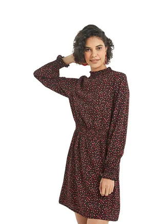 Printed High Neck Mini Dress Multicolour 