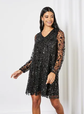 Sequin Mini Dress Black 