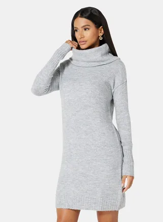 Cowl Neck Dress Grey 