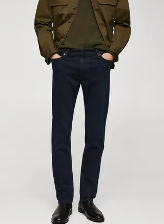 Straight Fit Rinse Wash Jeans 