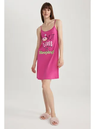 Woman Regular Fit Strappy Homewear Knitted Dress 