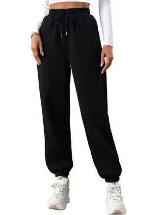 Sportswear - Sport Sweatpants With Line - High Waist 