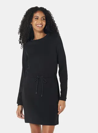 Tie Waist Sweat Dress Black 