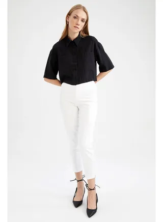 Woman Cigarette Smart Casual Woven Trousers 