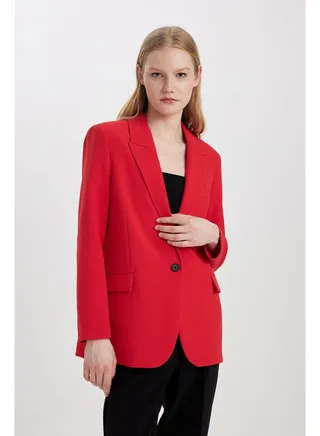 Woman Oversize Fit Long Sleeve Smart Casual Blazer 